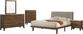 Coaster Home Furnishings Mays Contemporary 5-Piece Bedroom Set Fabric Upholstered Eastern King Size Panel Bed Frame 43-inch Headboard Walnut 215961KE-S5