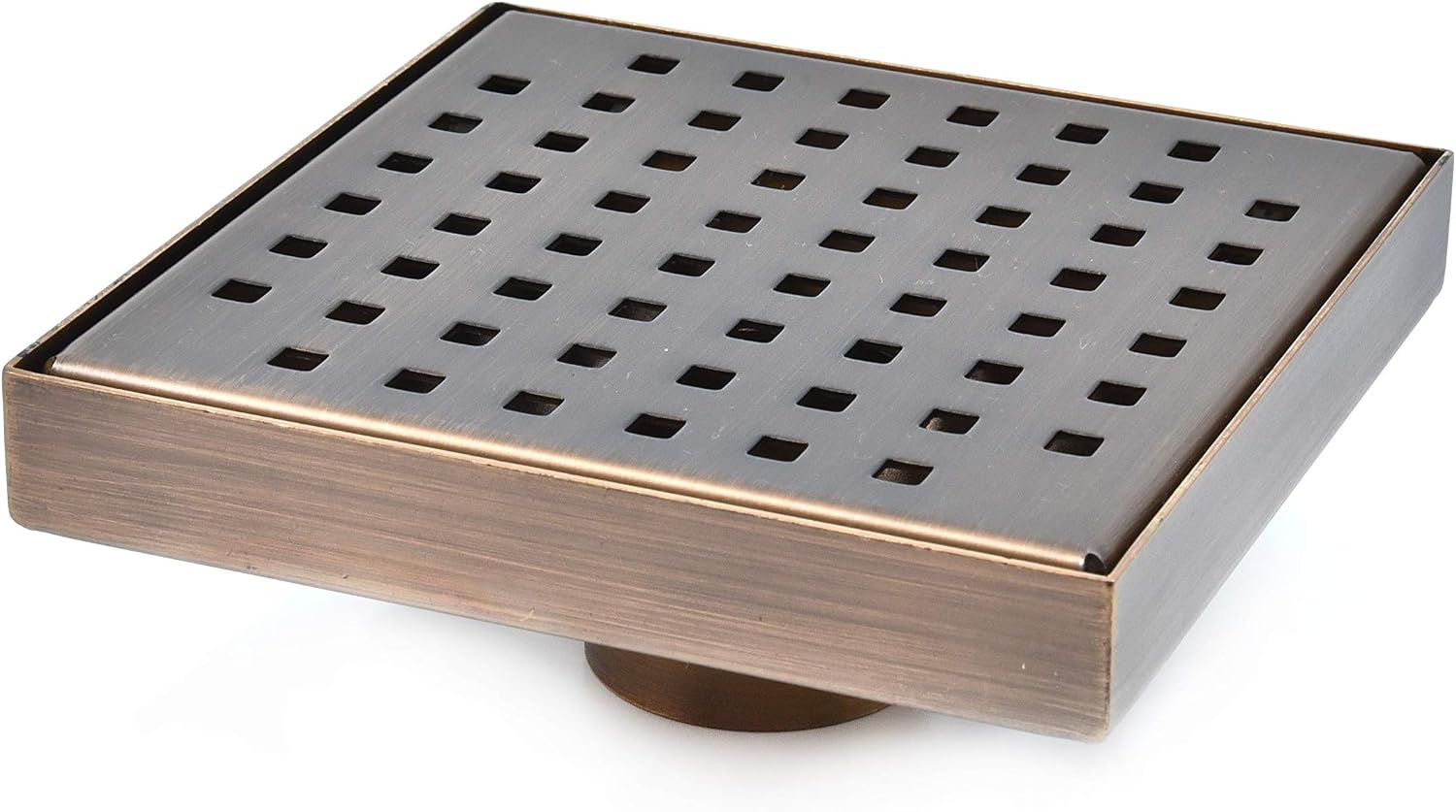 Serene Drains Oil Rubbed Bronze 6 Inch Square Shower Drain Bundle with Hair Catcher (Traditional Square Design)