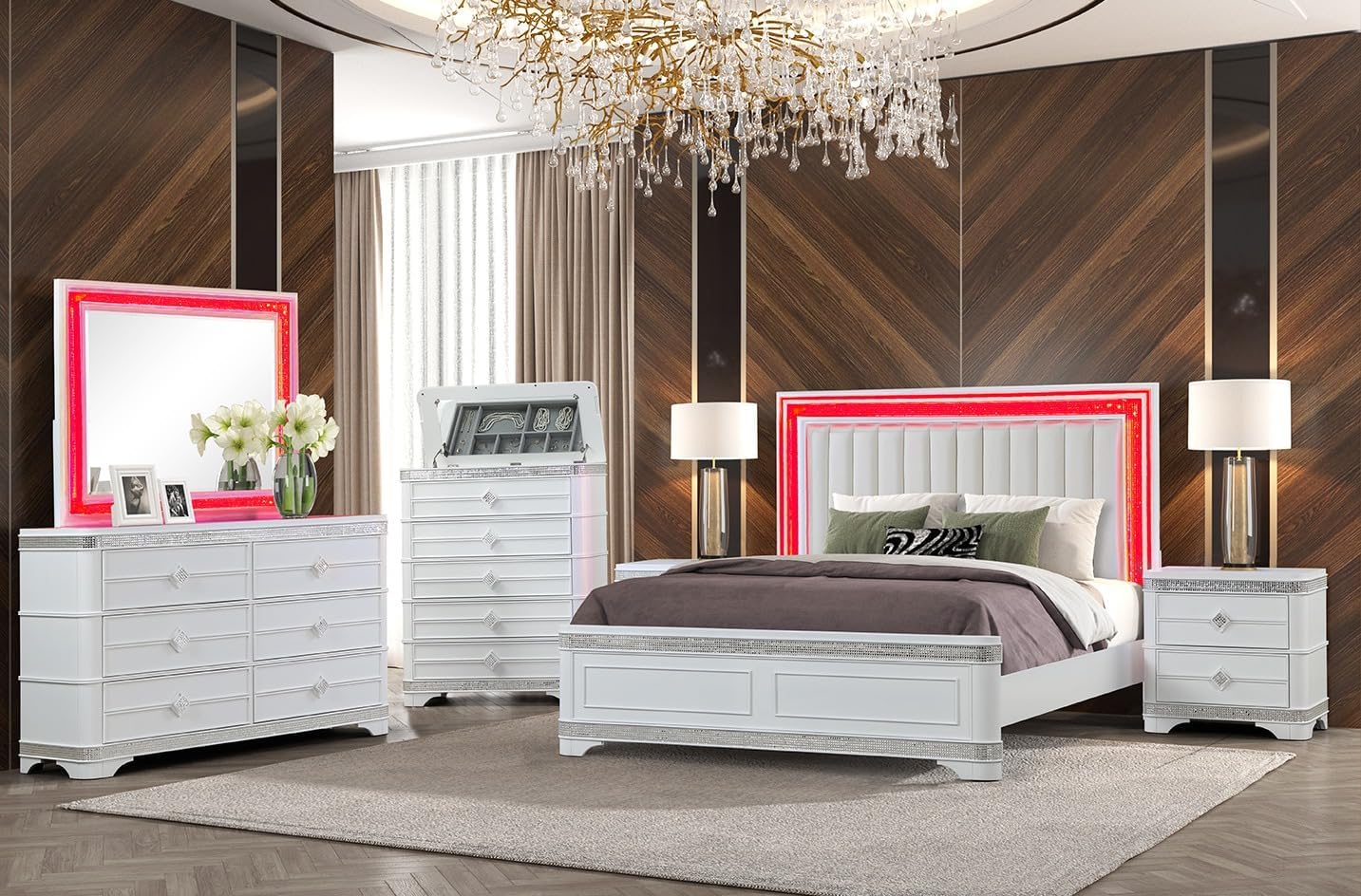 First of a Kind Cosmos Furniture Amani King 5 Piece Bedroom Set