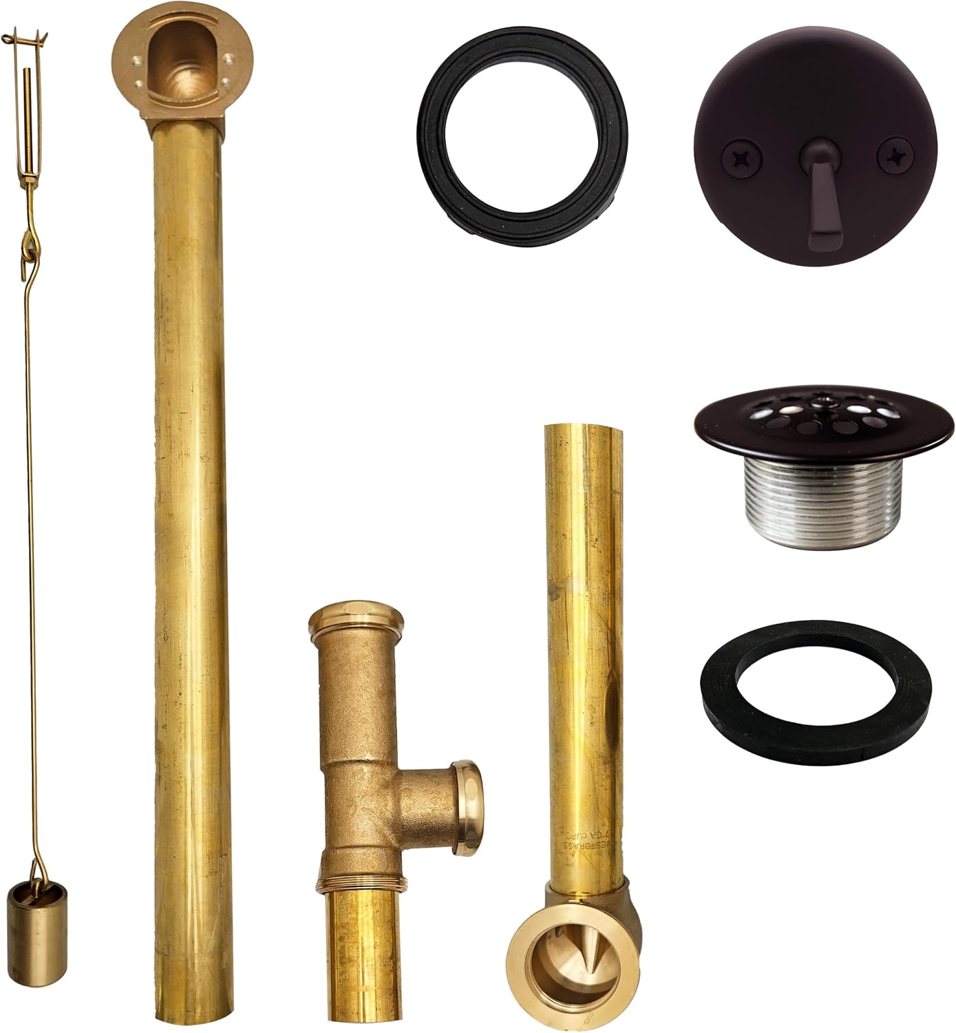 Westbrass D324-20G-12 22-1/2' Brass Bath Waste & Overflow Assembly with Trip Lever and Beehive Strainer Grid Drain, Oil Rubbed Bronze