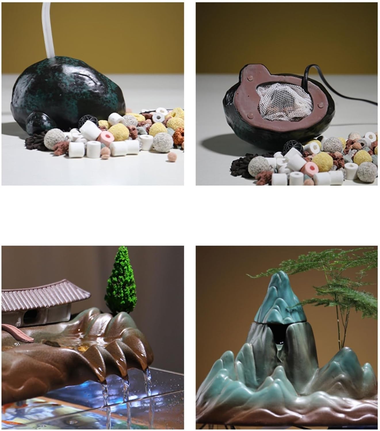 Tabletop Fountains Fish Tank Water Ornaments Living Room Fish Farming Circulating Water Rockery Fountain Modern Office Fortune Decoration Indoor Tabletop Water Fountain