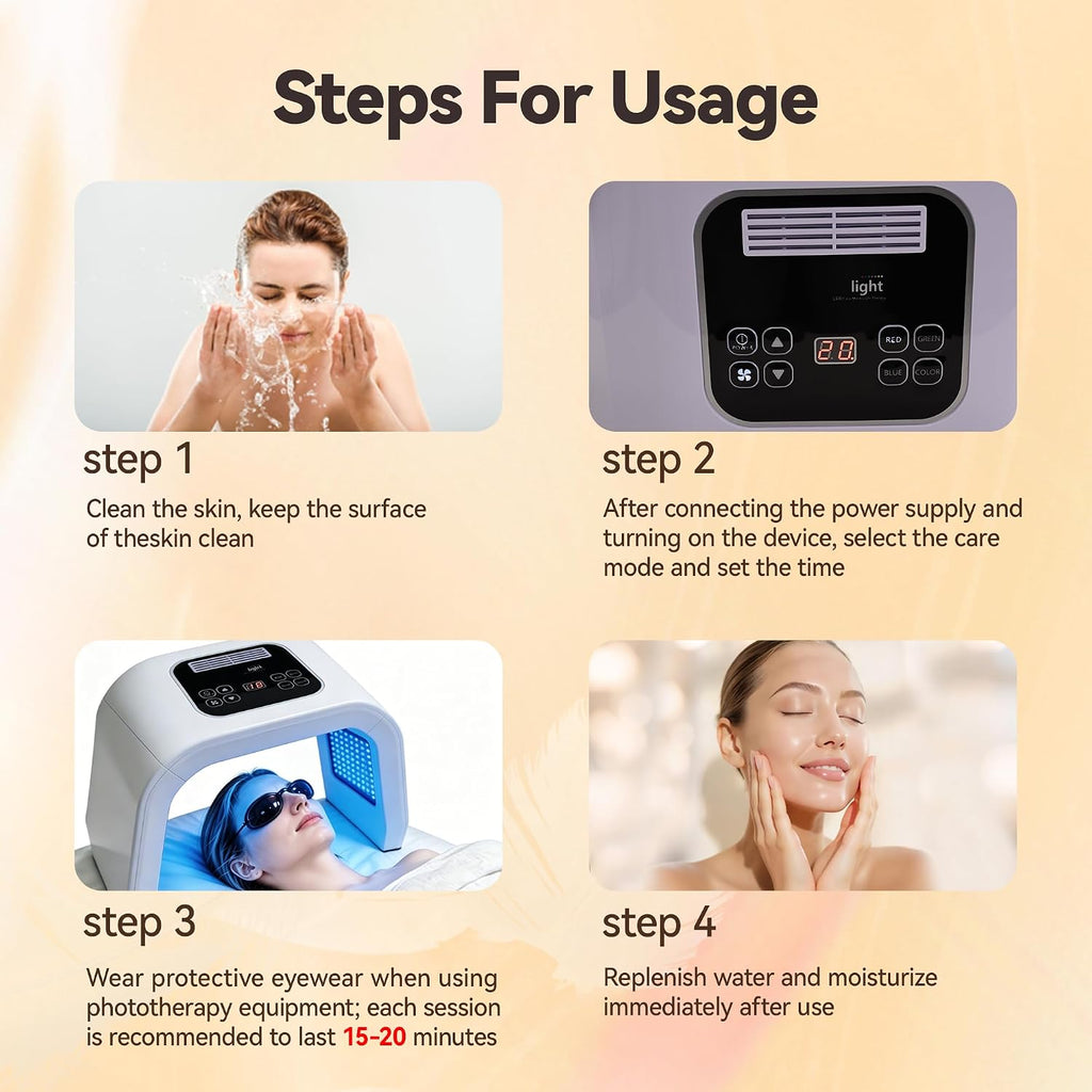 Light Mask - 8 in 1 Color Photon Facial Device for Skin Care, Red & Blue Light for Face, Neck & Body, Rechargeable Home Use (8 in 1 color)