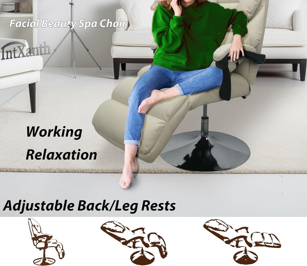 Facial Spa Chair, 360° Rotating, Adjustable Angle (90-175°), Air Pressure Lifting, 275LB Load, White Facial Beauty Spa Chair for Salon, Home Office, Beauty & Personal Care