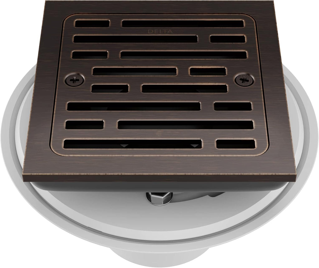 Delta Faucet 4 Inch Tile-In Square Shower Floor Drain Oil Rubbed Bronze, Shower Drain Kit, Square Shower Drain, Chrome Shower Drain, Shower Floor Drain, Venetian Bronze DT062412-RB