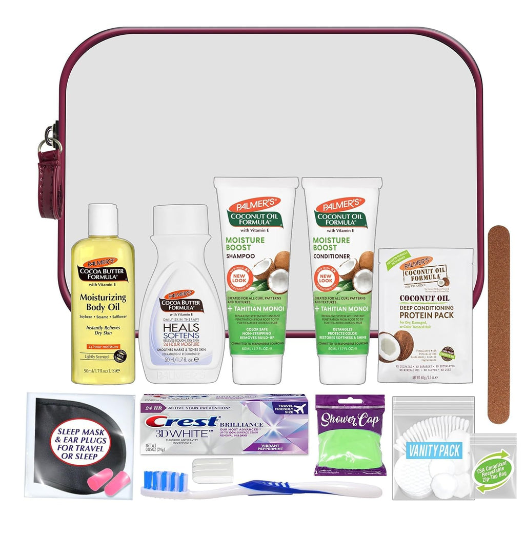 Convenience Kits International Women's 15-Piece Palmer's Travel Skin Care Kit with Hair, Face & Body Travel-Size Products, 32 Count Bulk Case