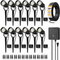 6W Landscape Lighting Kit, Low Voltage Landscape Lights with Transformer 100FT UL-Listed Wire & Connectors, 3000K Waterproof Outdoor Spot Lights for Yard House Tree 12V-24V 12Pack