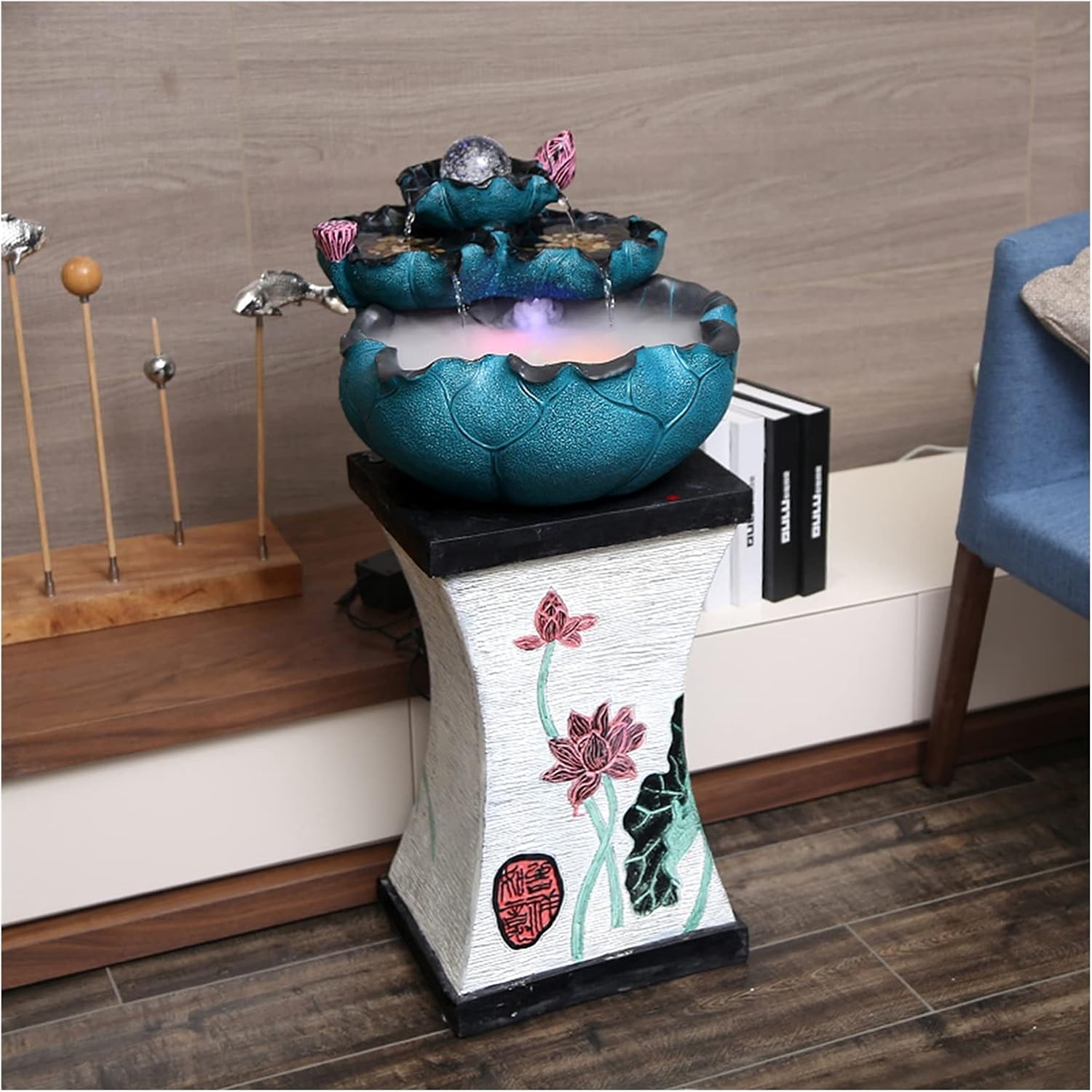Tabletop Fountains Tabletop Fountain Feng Shui Lucky Decoration Desktop Fountain with Pump Fish Tank Waterfall Office Desktop Humidifier Zen Meditation Indoor Waterfall