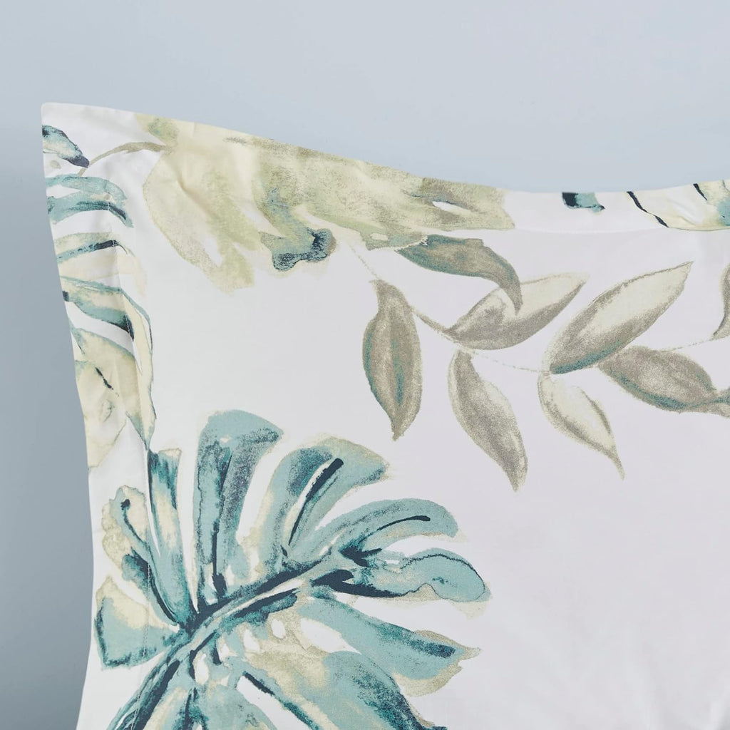 Harbor House 100% Cotton Duvet Cover, Coastal, Beach Cottage Design, All Season, Breathable Comforter Tropical Bedding, Matching Shams, Lorelai Monstera Leaf Cal King (106'x90') 5 Piece
