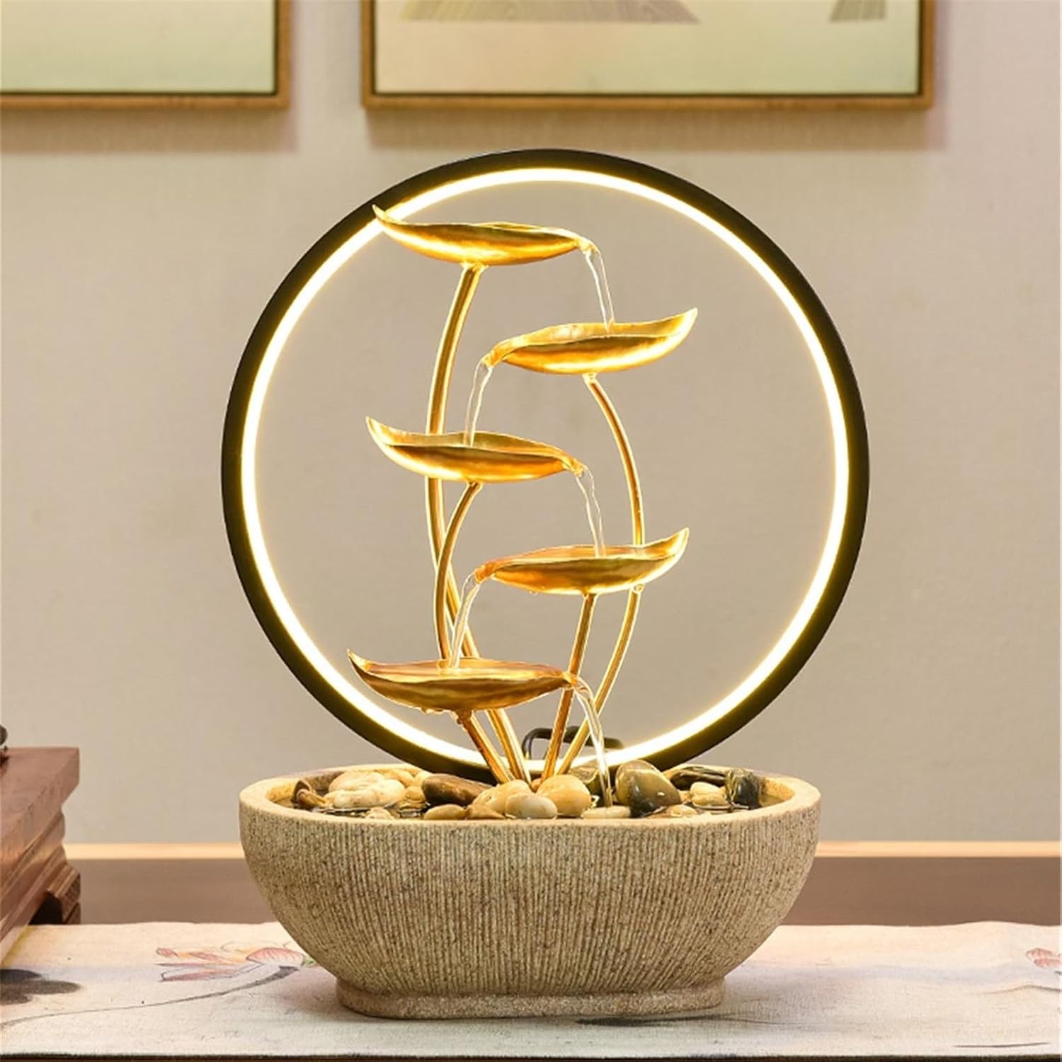 Tabletop Fountain Indoor Tabletop Tiered Water Fountain Meditation Relaxing Small Feature