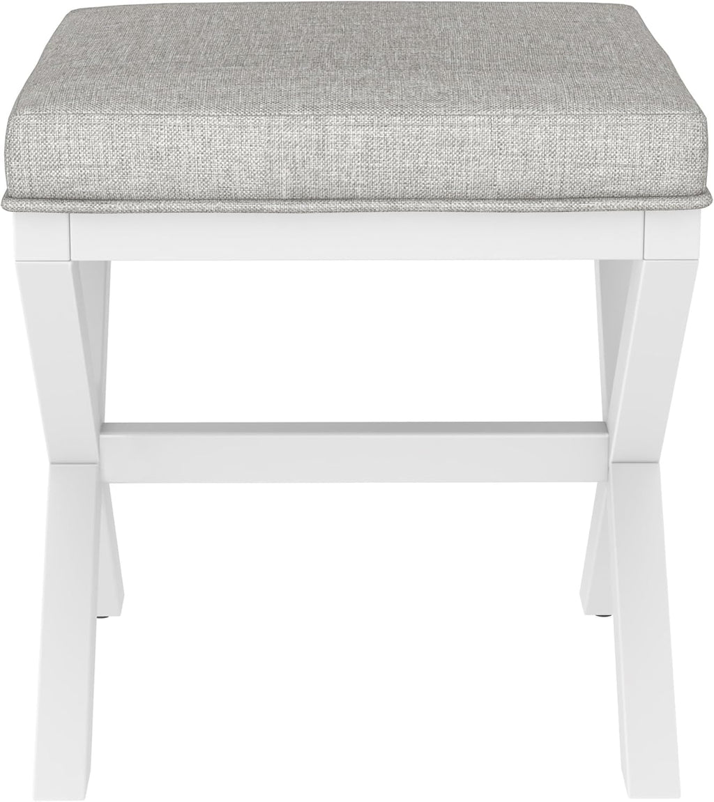 Hillsdale Somerset Backless Wood Vanity Stool for Makeup Room or Bathroom, White