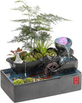 Ceramic Tabletop Fountain Relaxing Indoor Water Fountain w/Crystal Ball & Atomizer Small Fish Tank Water Feature for Desk