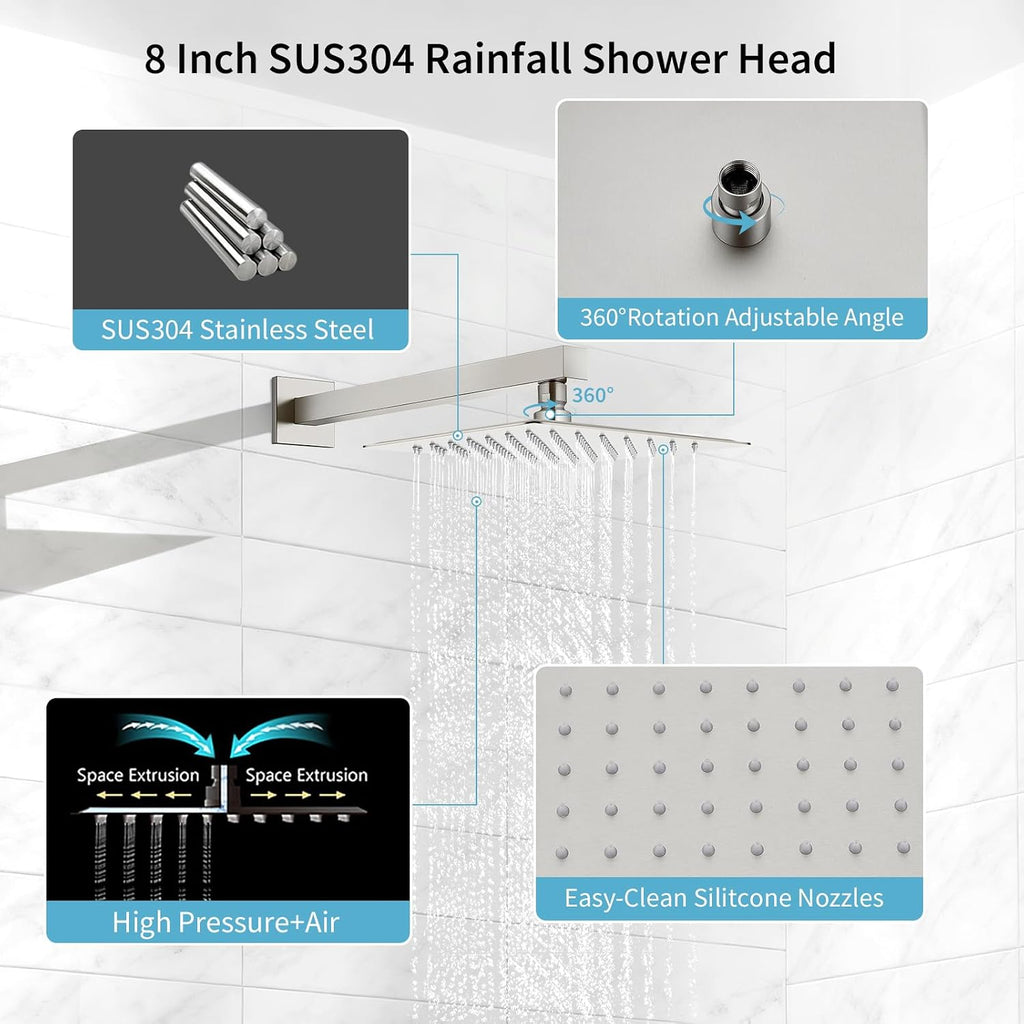 Bathroom Sink Faucet Shower Faucet Set Rainfall Shower System