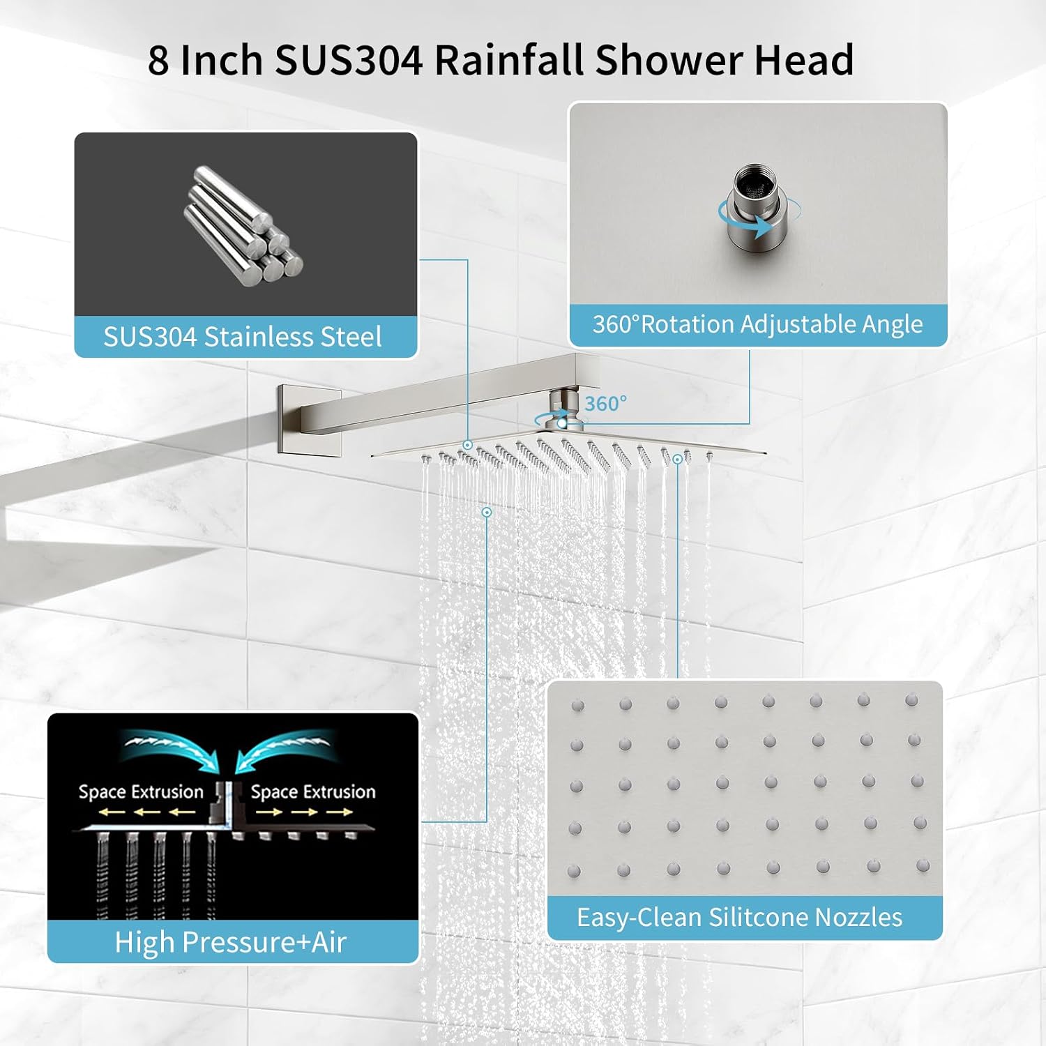 Bathroom Sink Faucet Shower Faucet Set Rainfall Shower System