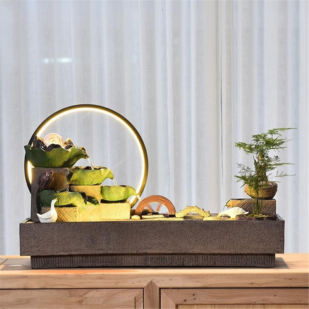 Tabletop Fountain Relaxation Waterfall Fountain Chinese-Style Water Fountains Fish Tanks Office Decor Tabletop Water Fountain