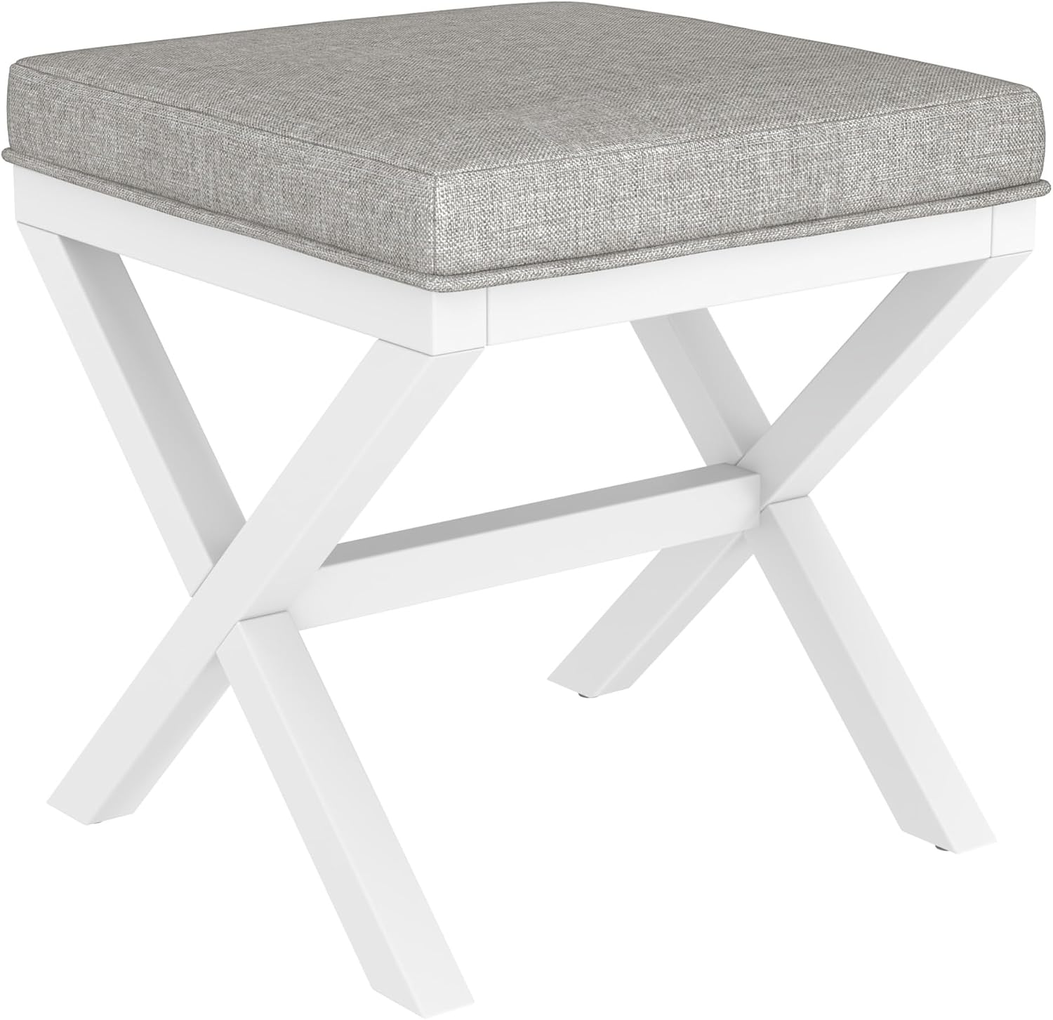 Hillsdale Somerset Backless Wood Vanity Stool for Makeup Room or Bathroom, White