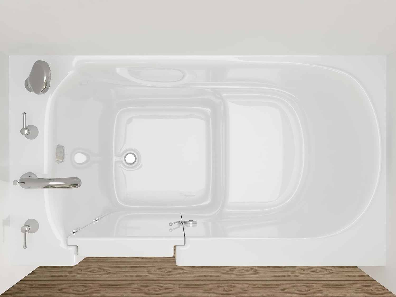 ANZZI Walk-In Bathtub 30 in x 53 in Left Drain Soaking Tub White, Quick Fill Faucet, ADA Compliant Contoured Seat, Low Threshold, Grab Bar, Slip-Resistant Acrylic, Tile Flange | AMZ3053LWS