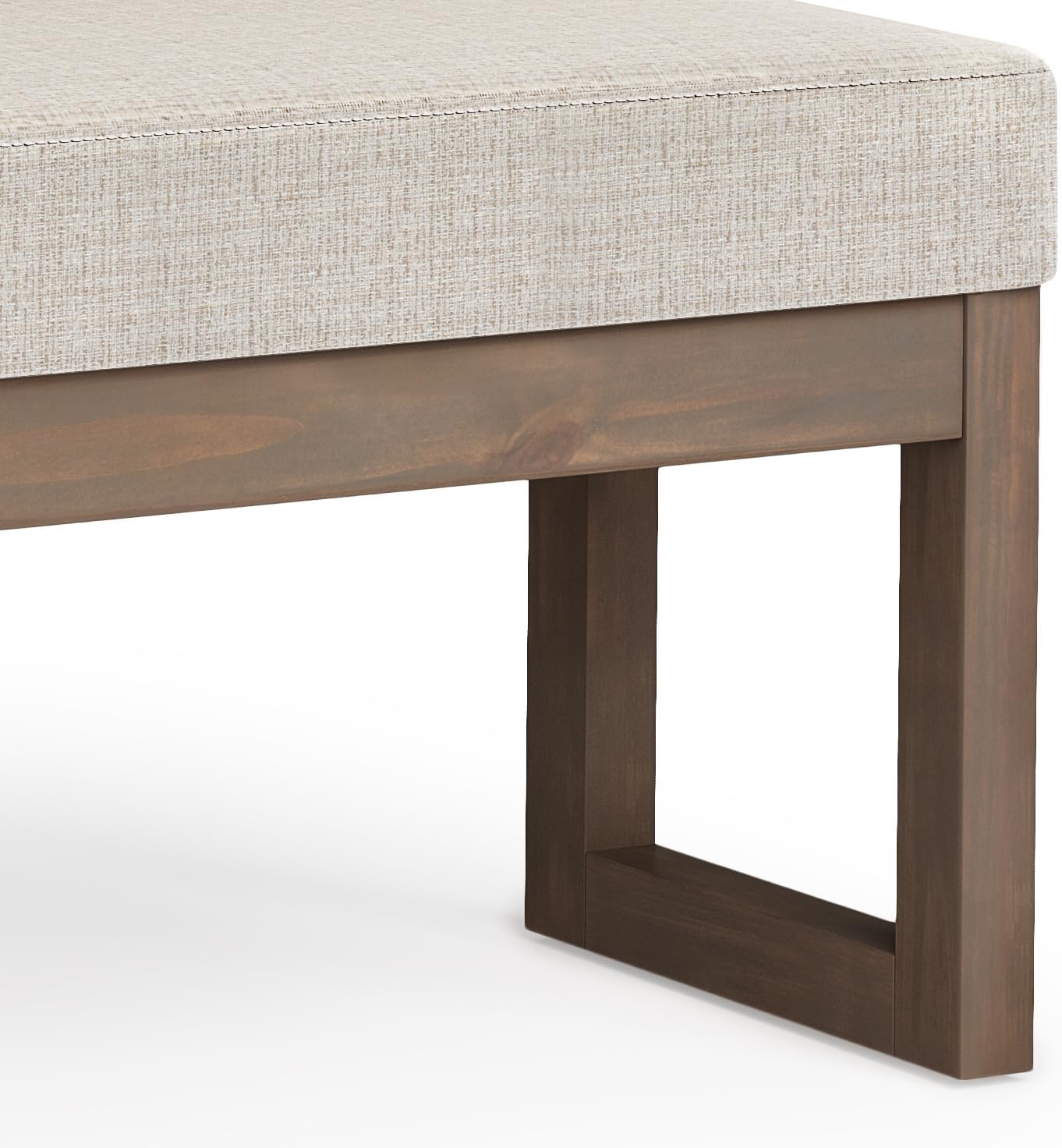 SIMPLIHOME Milltown Large Ottoman Bench - 44 inch Wide Upholstered Tweed Look Fabric Rectangle Footstool Ottoman in Platinum, Contemporary Bench for Bedroom or Entryway with Cushioned Seat, Assembled