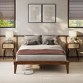 Bme Chalipa 14' Queen Bed Frame - Solid Wood Platform Bed - Japanese Joinery Bed Frame - Wood Slat Support - No Box Spring Needed - Minimalist & Modern Style, Walnut