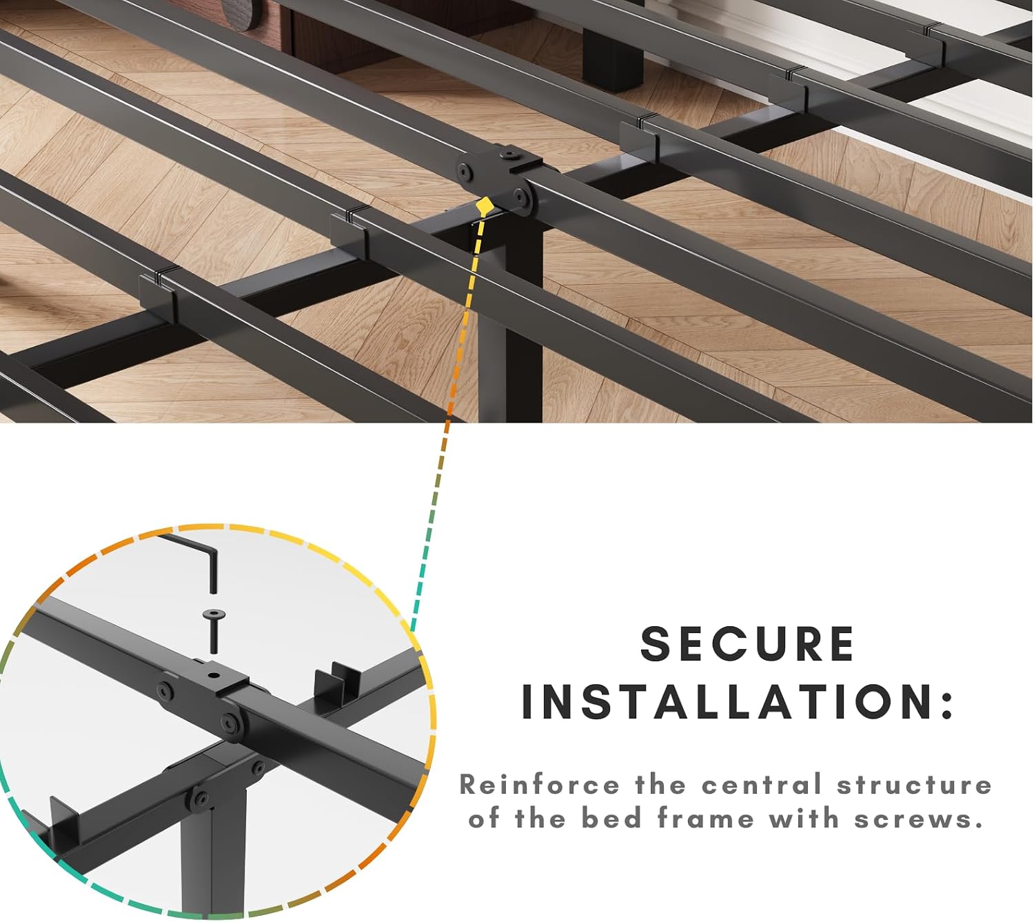 14 Inch California King Bed Frames No Box Spring Needed, Metal Platform Cal King Bed Frame, Heavy Duty, Easy Assembly and Noise Free, Black