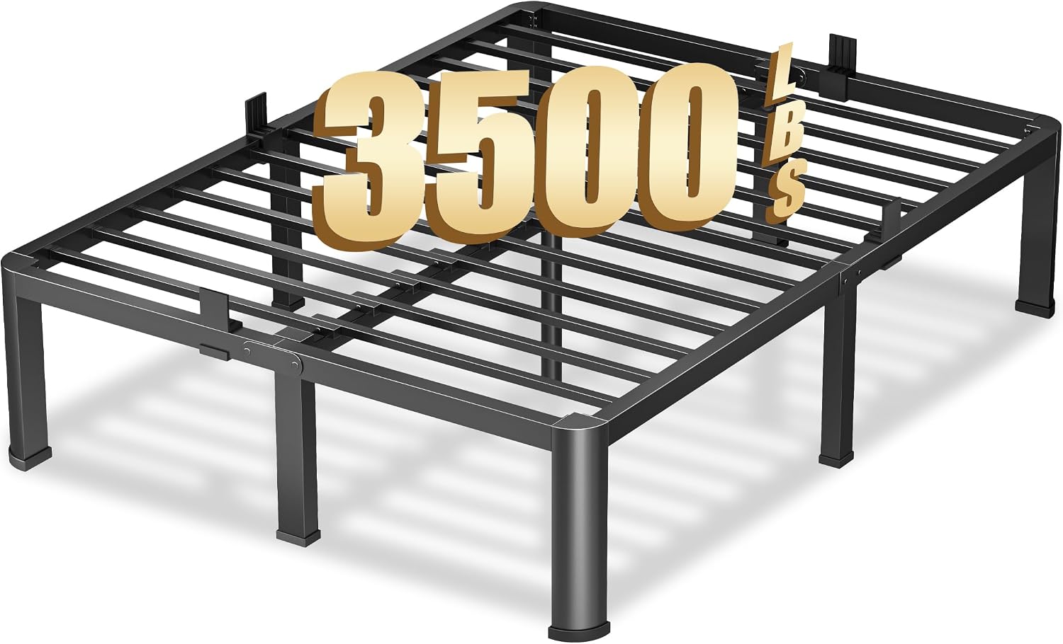 VIPSHOW 12 Inch King Heavy Duty 3500 lbs Bed Frame with Round-Corner Legs & Anti-Squeak Design – Quick Assembly Metal Platform, No Box Spring Needed
