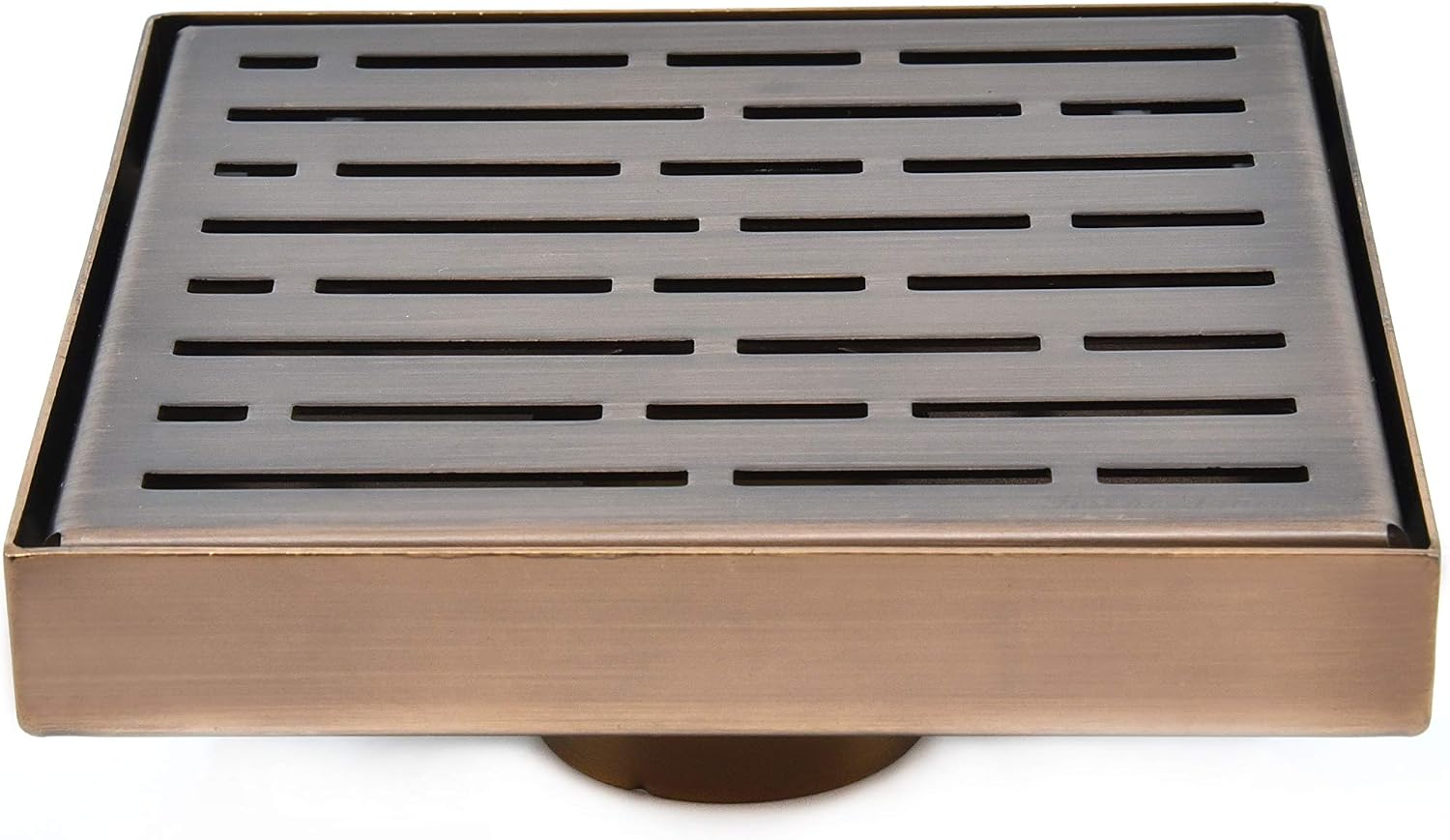 Serene Drains Oil Rubbed Bronze 6 Inch Square Shower Drain Bundle with Hair Catcher (Broken Lane Design)