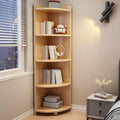 Curved Corner Storage Shelf, 4/5 Tier Wood Corner Bookshelf, Tall Freestanding Bookcase, Small Corner Shelf Counter Organizer Rack, Corner Table for Countertop Bathroom ( Color : Natural , Size : 4 ti