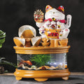 Fountain Waterfall Glass Fish Tank with Lucky Cat, Indoor Ceramic Cascading Decorative Fountain for Home Office Tabletop Indoor Relax, Christmas Ideas