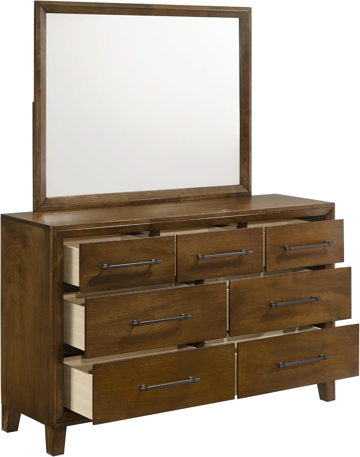 New Classic Furniture Ballard 5-Piece Wood Cal King Bedroom Set with 2-Nightstands, Walnut Brown