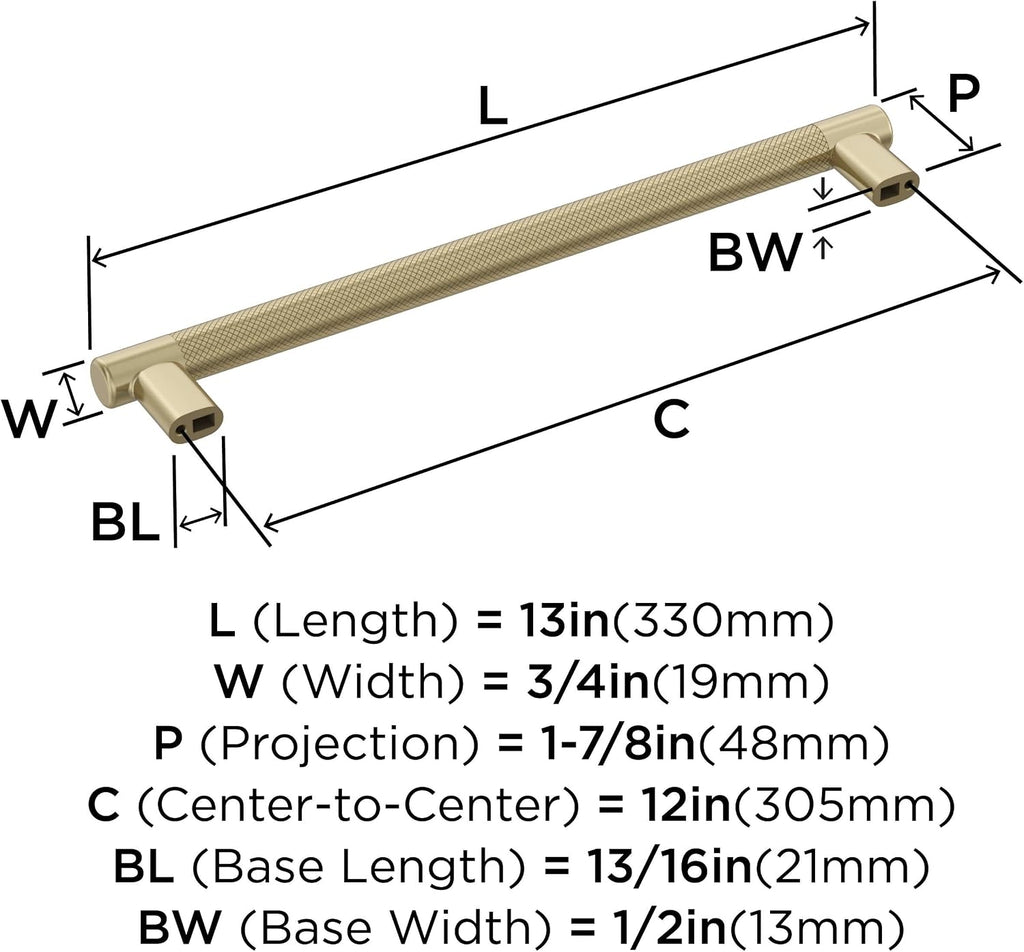 Amerock BP54070BBZ | Golden Champagne Appliance Pull | 12 inch (305mm) Center-to-Center Cabinet Handle | Bronx | Furniture Hardware