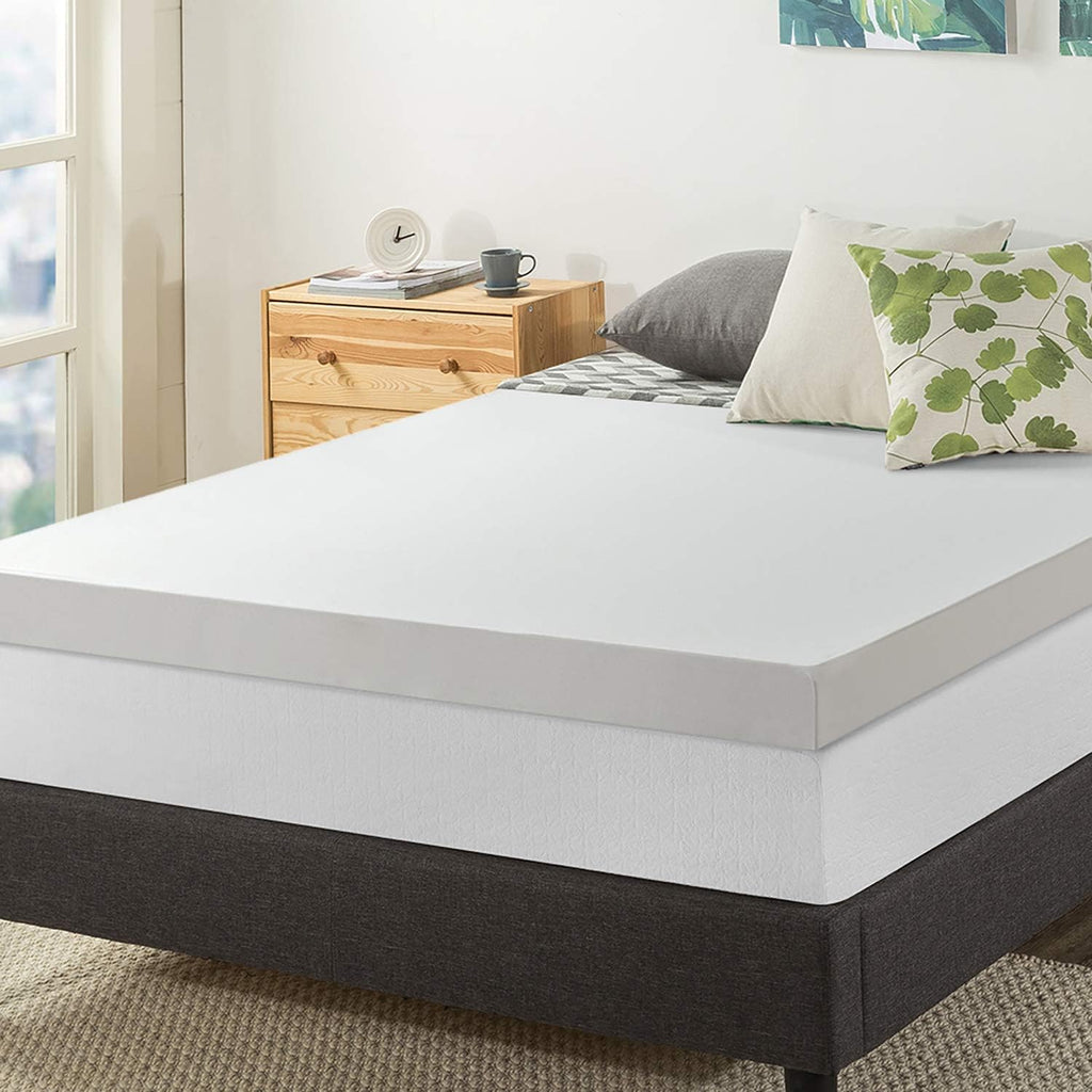 Mellow 4 Inch Memory Foam Mattress Topper with Cover, Calming Green Tea Infusion, Cal King