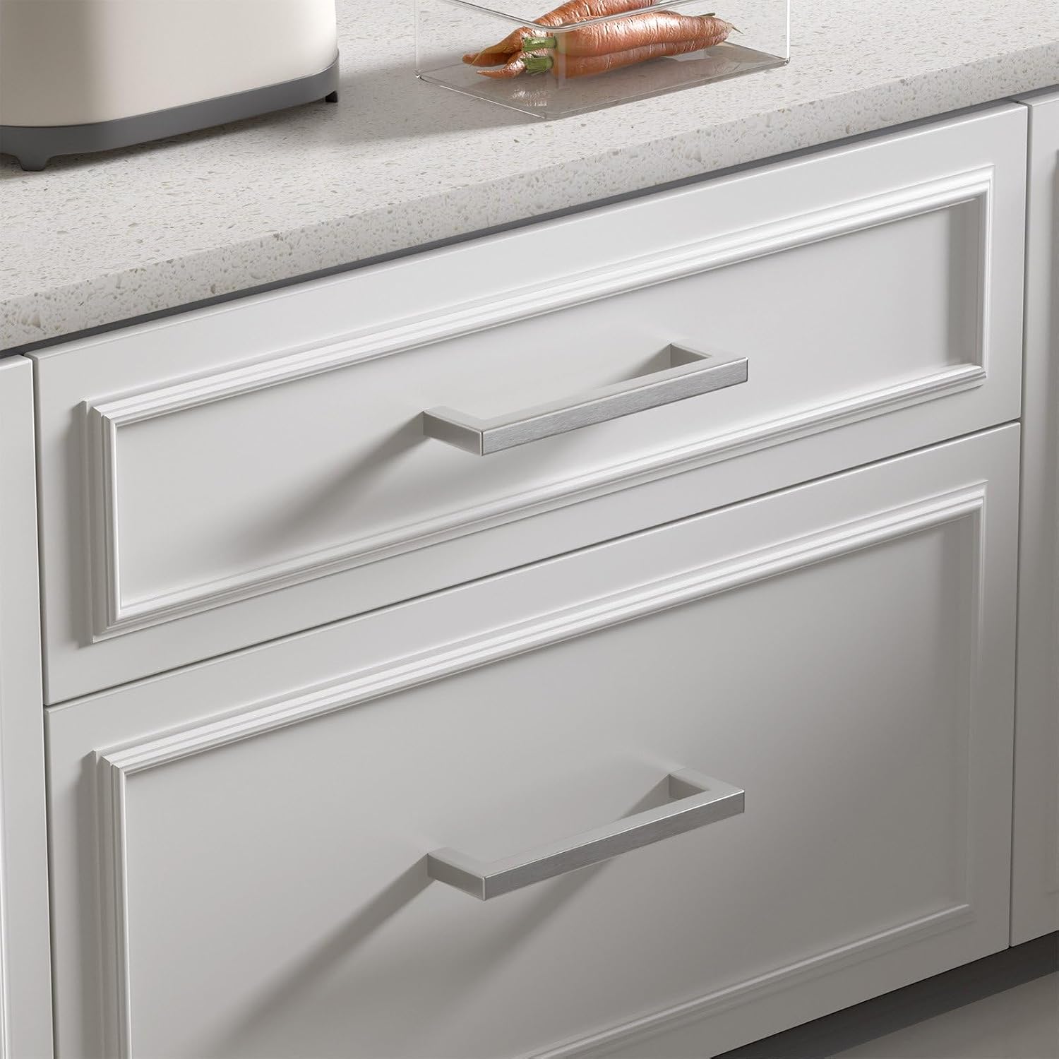 Goldenwarm 50 Pack 5 Inch Brushed Nickel Cabinet Pulls Square Drawer Handles Silver Kitchen Hardware Cupboard Dresser