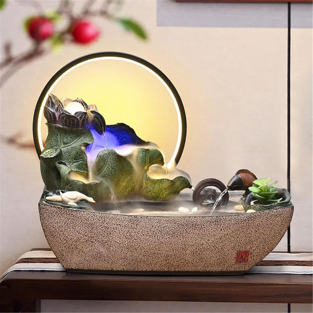 Tabletop Water Fountain Tabletop Fountain Chinese Style Water Ornaments Circulating Waterscape Small Fish Pond Office Relaxation Meditation Fountain
