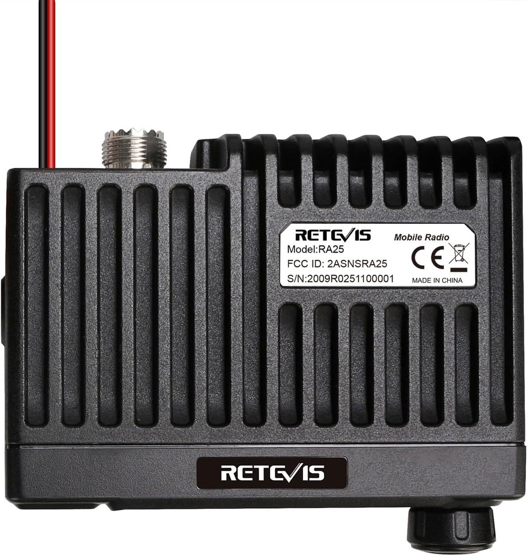 Retevis RA25 Dual Band Mobile Radio, Mini Mobile Transceiver with MR100 High Gain Antenna, 500 Channels, FM Radio, Emergency Alarm, VOX, Long Range Mobile Two Way Radio for Traveling Farm