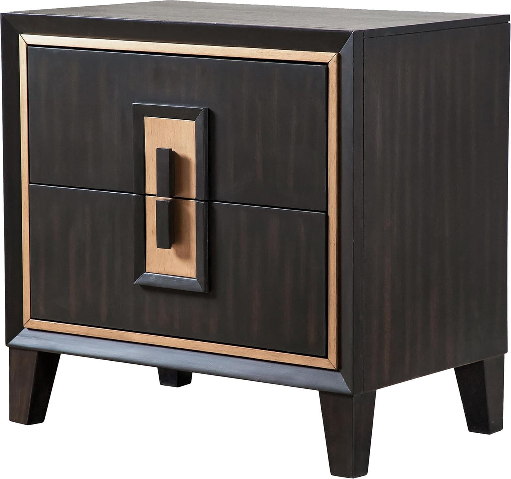 Furniture of America Samuel Modern Solid Wood 5-Piece Bedroom Collection Bed Frame, 2-Drawer Nightstands and 6-Drawer Dresser with Mirror, Box Spring Required, Espresso, King