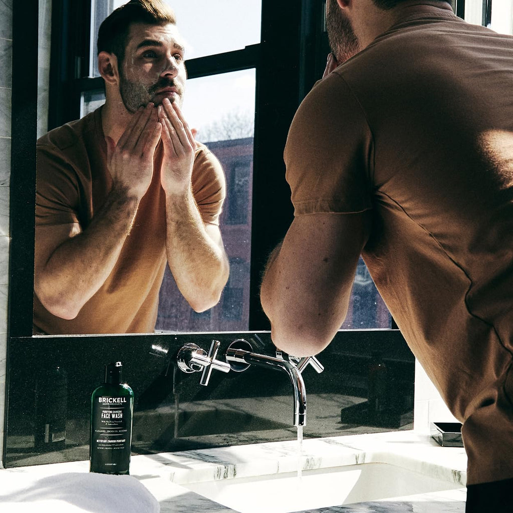 Brickell Men's Daily Elite Face Care Routine II, Toner, Charcoal Face Wash, Face Scrub, Anti-Aging Cream, Eye Cream, Charcoal Mask & Moisturizer, Activated Charcoal, Peptides, Hyaluronic Acid, Scented