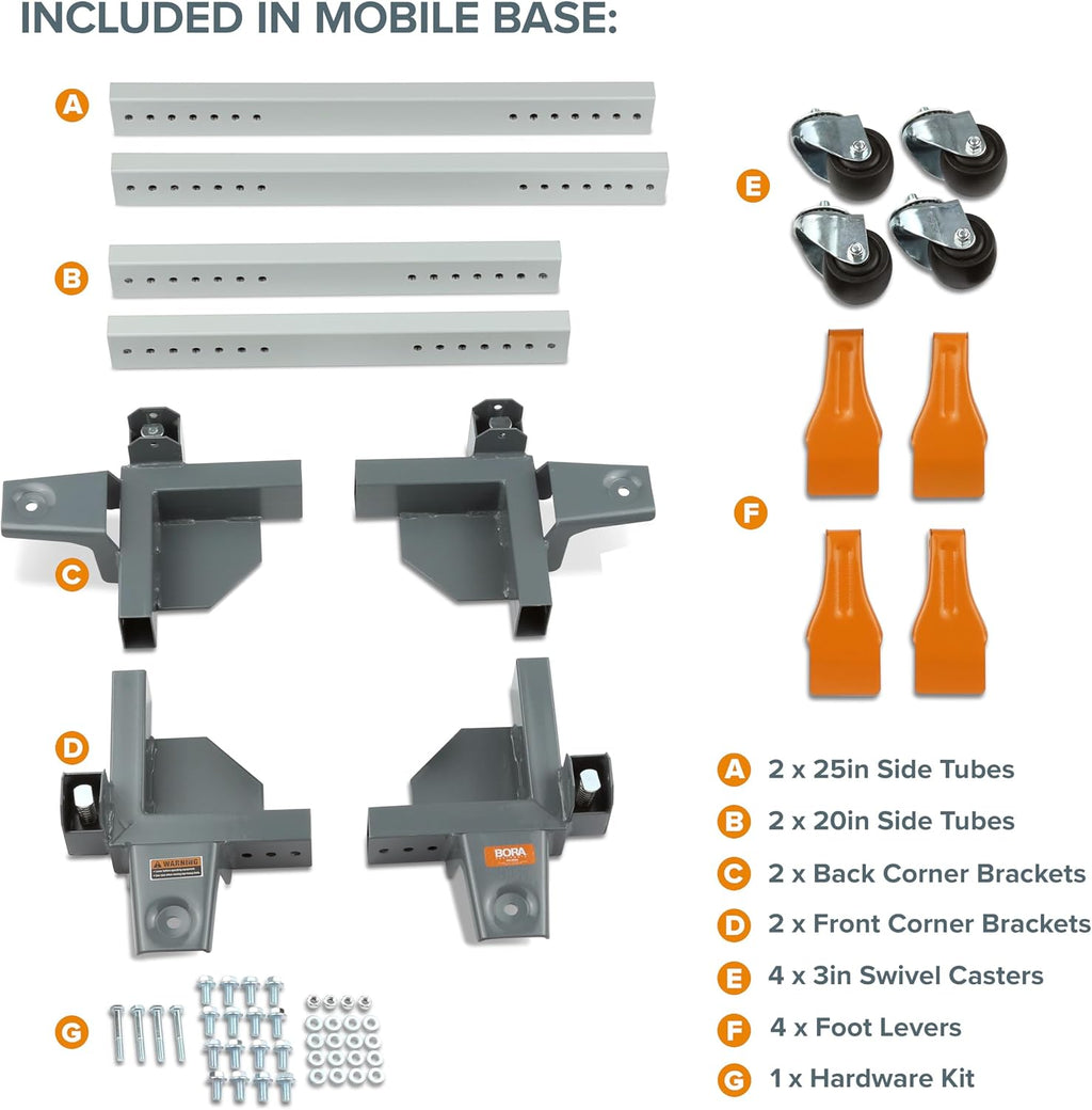 Bora Portamate Mobile Base PM-3550 Universal Tool Stand with Caster Wheels - Omni Directional Heavy Duty Mobile Tool Base for Table Saw, Power Tools - Swivel Caster Wheels 1500 lb Capacity PM-3550