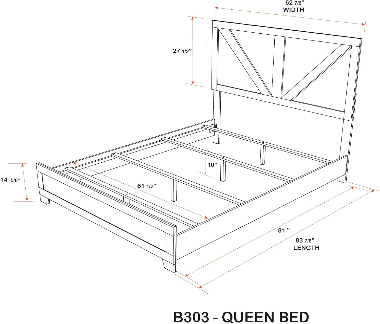 Kings Brand Furniture Biloxi Farmhouse Classic 5-Piece Bedroom Set - Bed Frame with Headboard, Dresser, Mirror and 2 Nightstand (Queen)