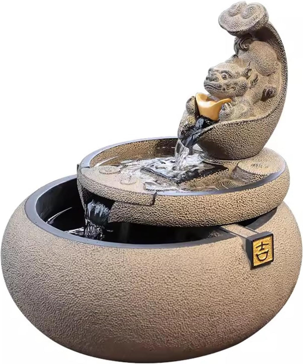 Tabletop Fountain Flowing Water Decoration for Living Room Study and Study Chinese Style Creative Fountain Water Landscape Decoration Desktop Decoration Desktop Fountain (Color : A)