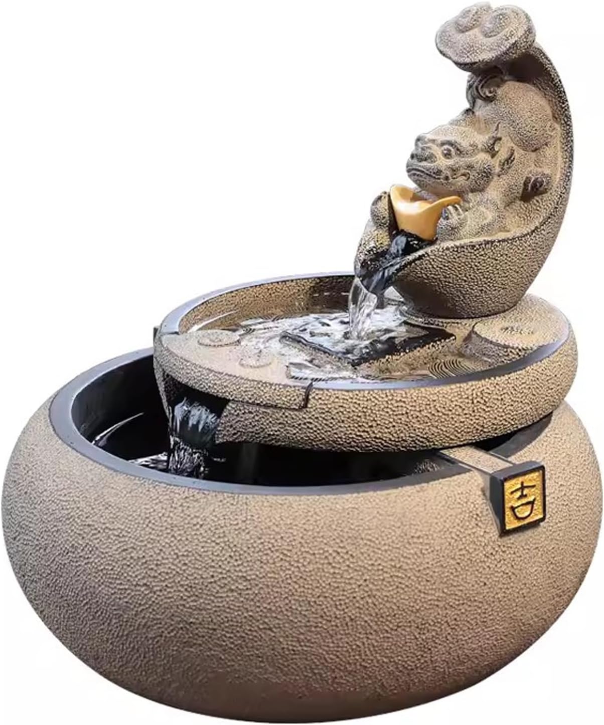 Tabletop Fountain Flowing Water Decoration for Living Room Study and Study Chinese Style Creative Fountain Water Landscape Decoration Desktop Decoration Desktop Fountain (Color : A)