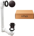 Westbrass D4932-4-12 1-1/2' x 12' Bath Waste & Overflow Assembly with Two-Hole Faceplate Cover and Tip-Toe Drain Plug - Sch. 40 PVC, Oil Rubbed Bronze (4-Pack)