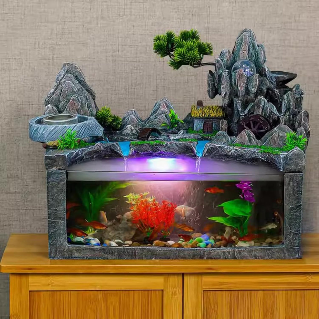 Tabletop Fountains Fish Tank Small Circulating Water Fountain Filter Living Room Tabletop Rockery Style Home Decoration Decorations Fountain Decoration (Size : Small)