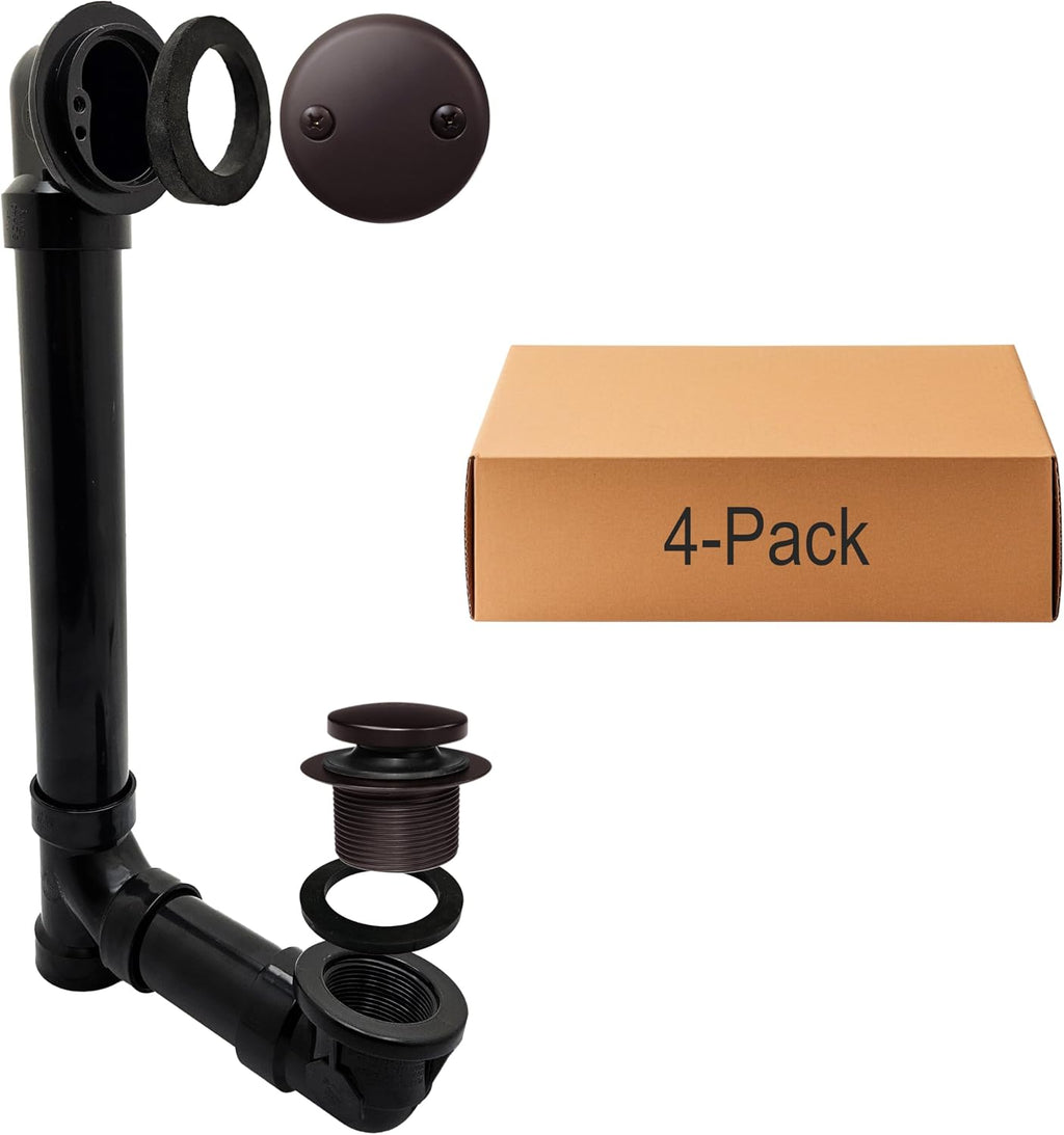 Westbrass D4931-4-12 1-1/2' x 12' Bath Waste & Overflow Assembly with Tip-Toe Drain Plug and 2-Hole Faceplate - Sch. 40 ABS Pipe, Oil Rubbed Bronze (4-Pack)