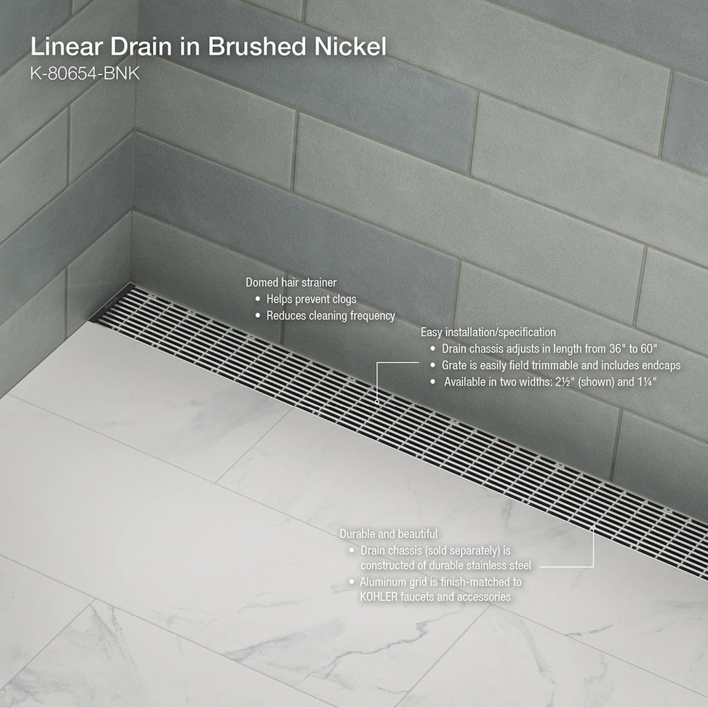 KOHLER 2½-in x 36-in Linear Drain Grate With Lattice Pattern