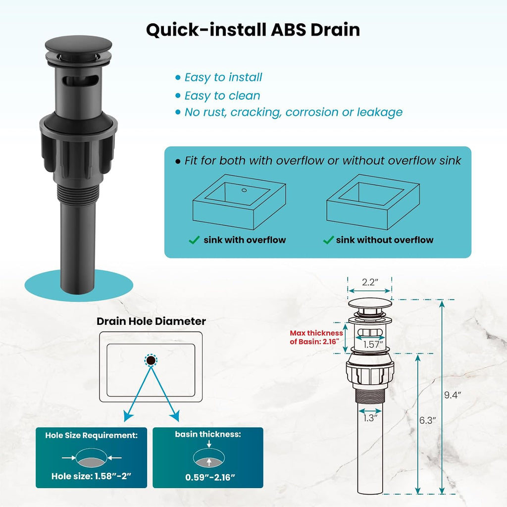 gotonovo Waterfall 8 inch Widespread Bathroom Faucet with gotonovo Shower Faucet Set Complete 6 Settings 6 inch Rainfall Shower Head Kit Matte Black