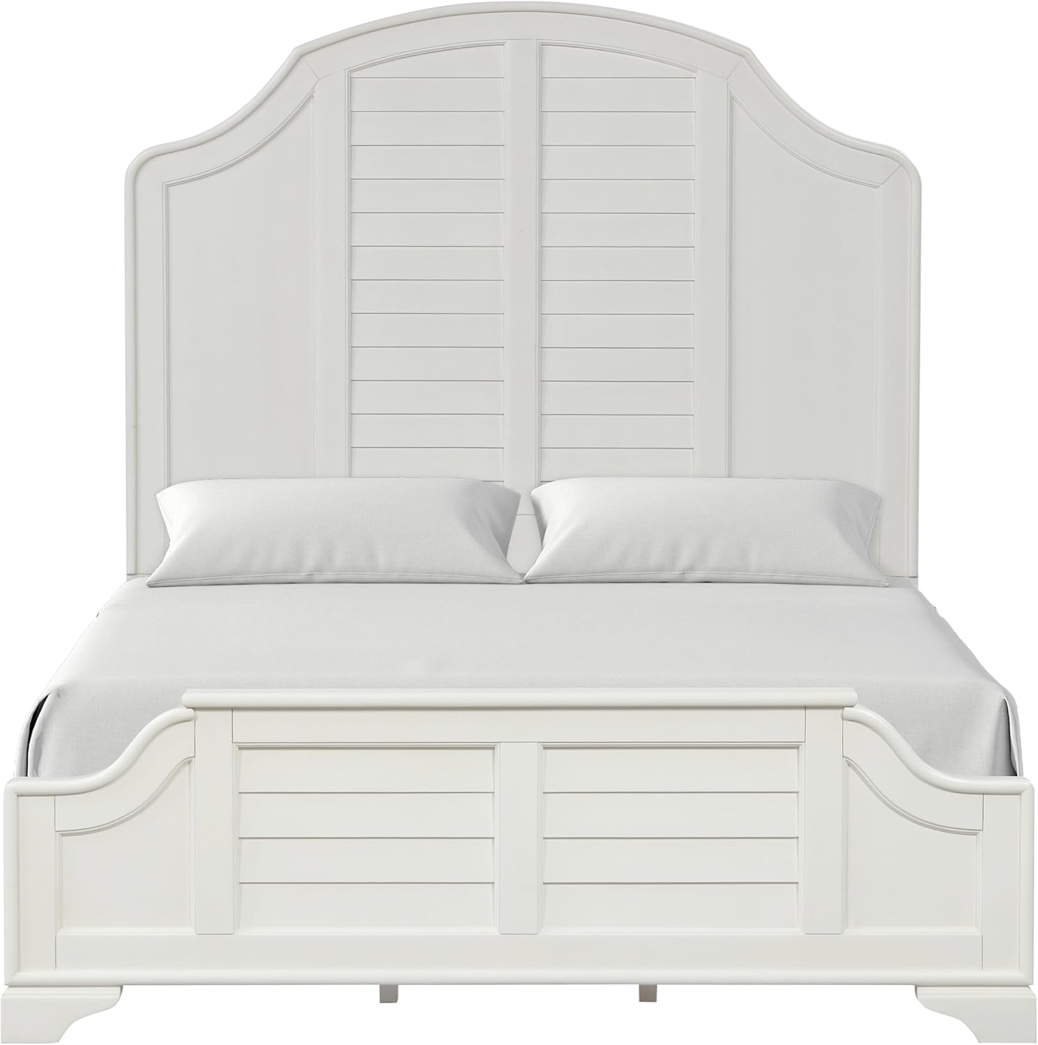 Furniture of America Eryllis Modern Solid Wood 6-Piece Panel Bedroom Set with Louvered Style Headboard, French and English Dovetails, Box Spring Needed, King, Antique White
