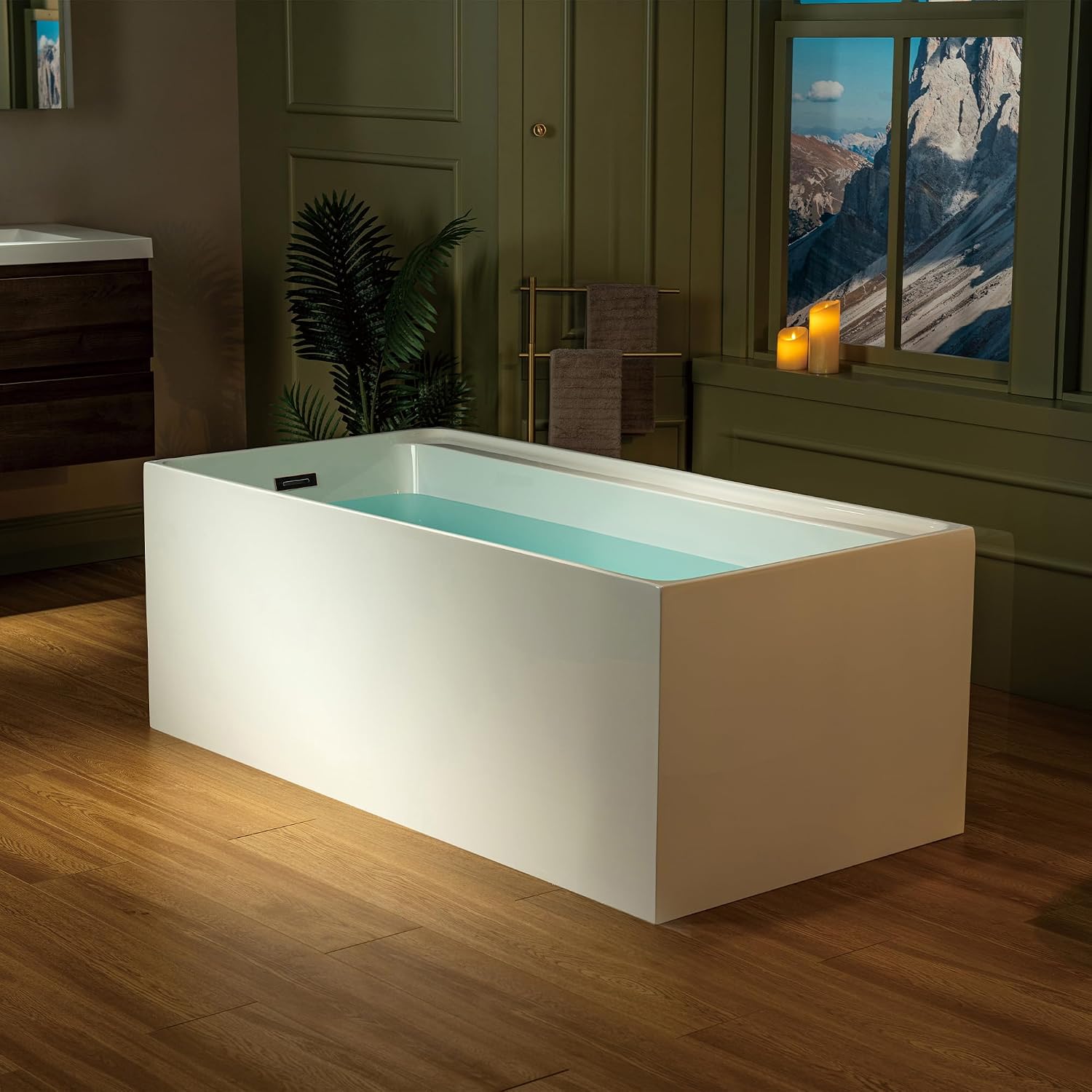 WOODBRIDGE 59' L x 29-1/2' W Freestanding Contemporary Soaking Bathtub with Oil-Rubbed Bronze Drain & Overflow, White, B5910-ORB
