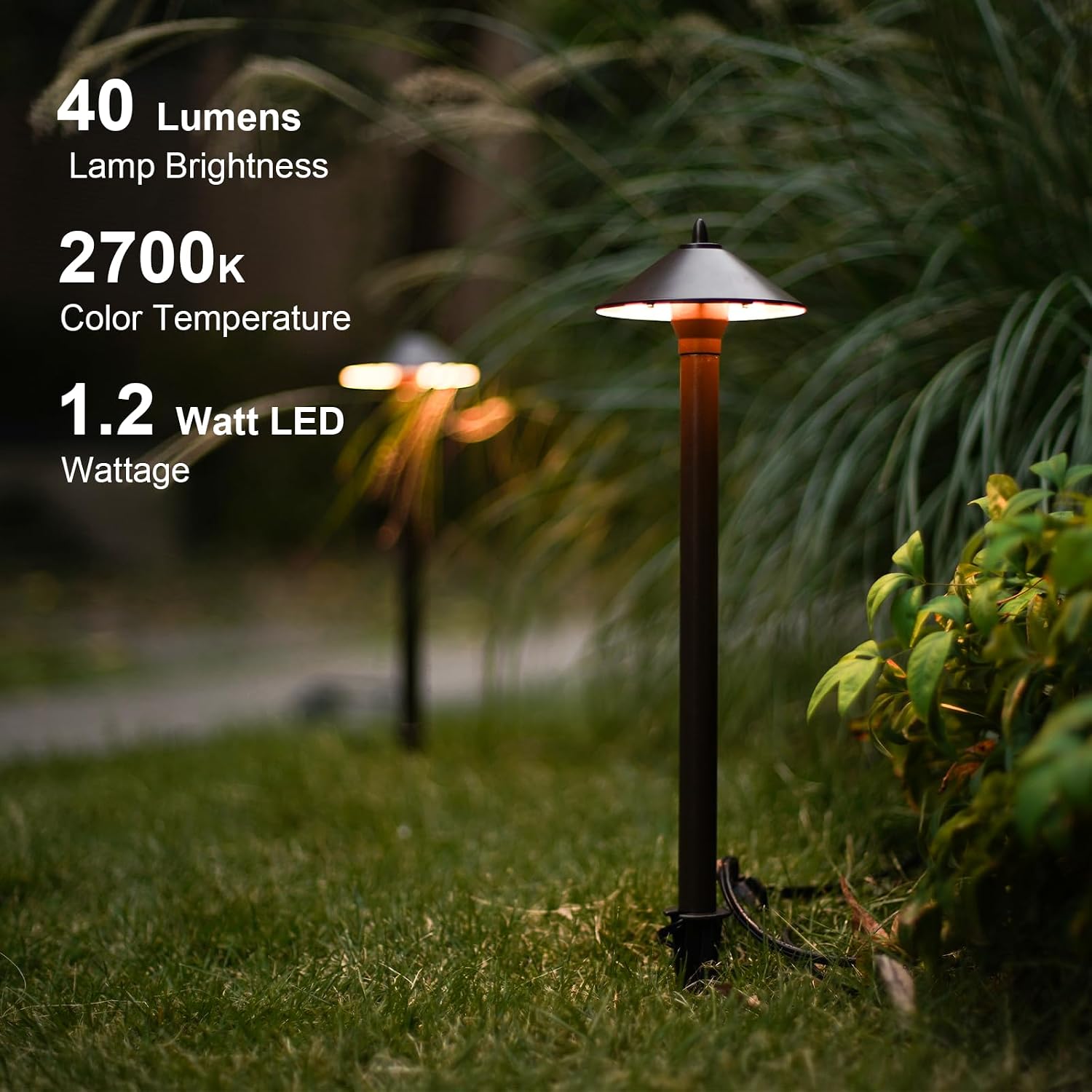 GOODSMANN Landscape Lighting Outdoor Low Voltage Landscape Lighting Kits 8PK Pathway Lights Wired 1.2W 40 Lumen 2700K Metal 12V AC Brown Electric Sidewalk Walkway Lights with Cable Connectors