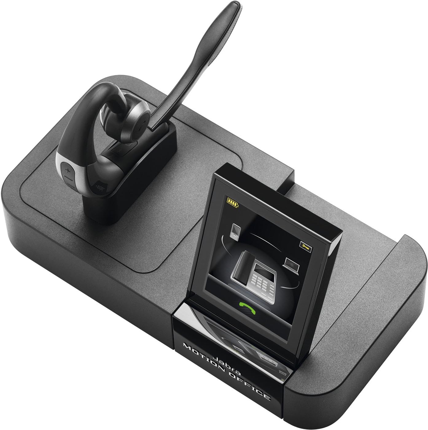 Jabra Motion Office MS Certified for Skype for Business Bluetooth Headset with Touch Screen Base for Desk Phone, VoIP Softphone, Mobile Phones and Tablets