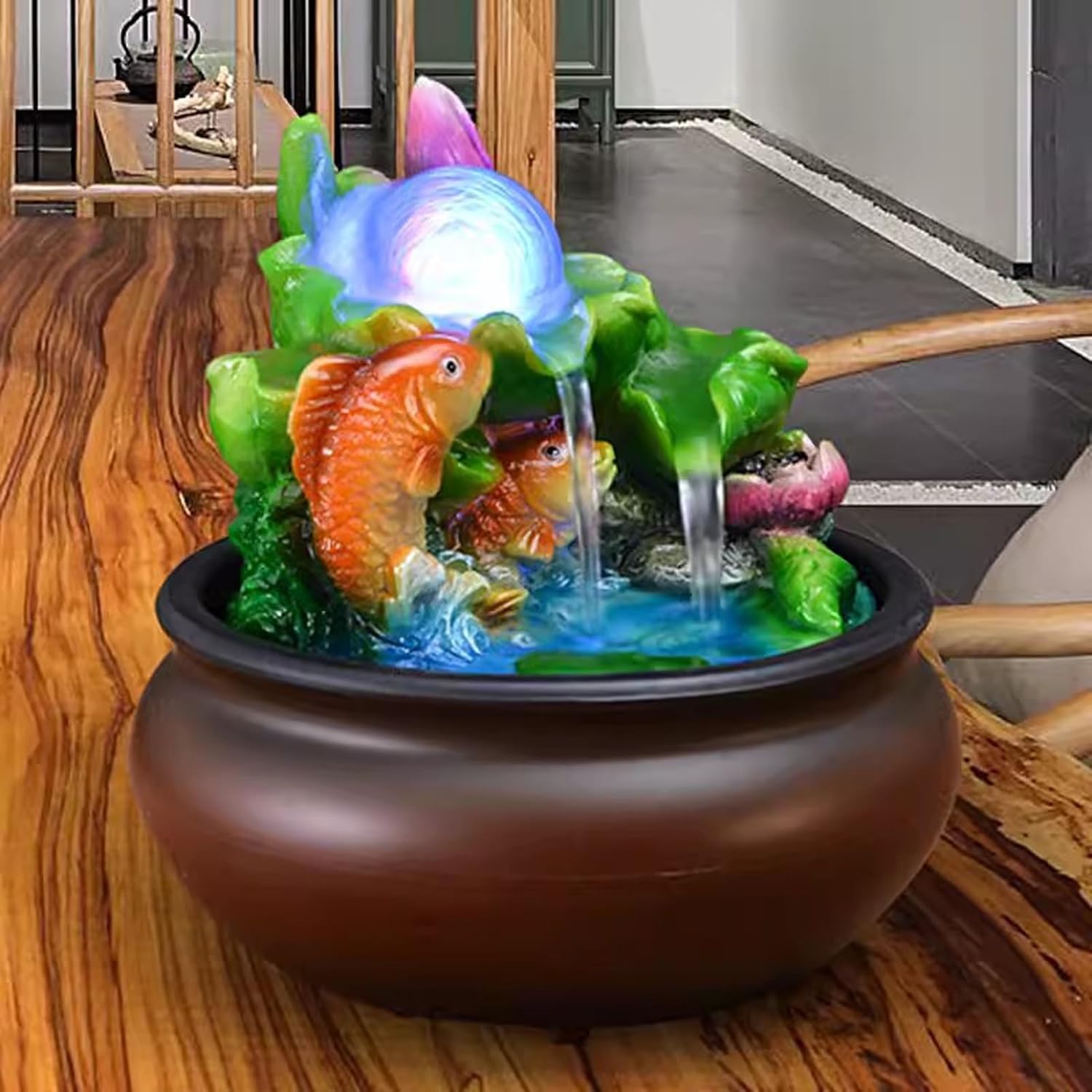 Tabletop Fountain Flowing Water Decoration Fountain Chinese Style Rockery Home Decoration Gift Office Opening Desktop Decoration Desktop Fountain (Color : 02)