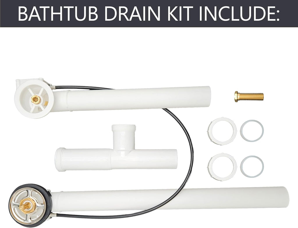 Westbrass D50P35TLE-LT 35' Cable Drive Standard Bath Drain Trim Kit with Poly Tubular Pipes & Fittings, Rough Only (12-Pack)